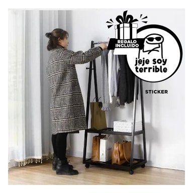 SET PERCHERO RYBIU HO30803 HABITACION METAL NEGRO + REGALO STICKERS