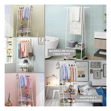 SET PERCHERO RYBIU HO30802 COLGADOR VESTIMENTA BLANCO + POST-IT ADHESIVOS