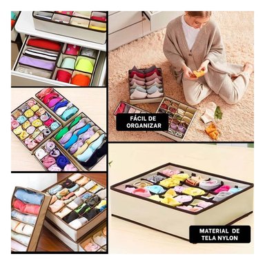 LINEA HOGAR ORGANIZADORES DE CAJON PARA ROPA INTERIOR BEIGE MARRON Y+POST IT
