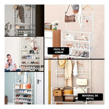 RACK RYBIU RECTO BLANCO ZAPATO CON GANCHOS + POST-IT ADHESIVOS