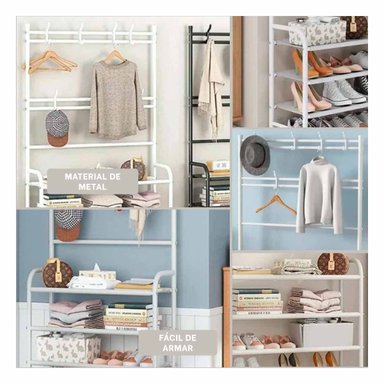 UNIDAD VERTICAL DE ZAPATOS CON PERCHEROS CURVOS BLANCO Y+POST IT