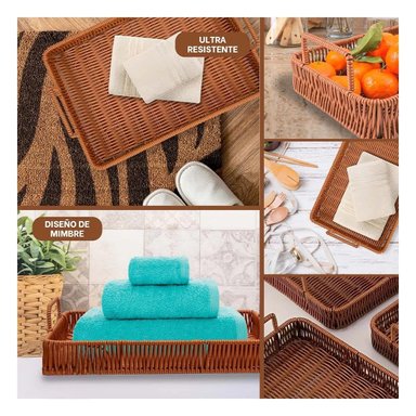 SET FUENTE RYBIU RECTANGULAR PLASTICO REFORZADO MARRON + POST-IT ADHESIVOS