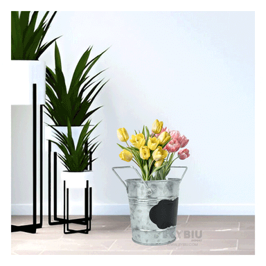 SET MACETERO RYBIU HO32313 METAL PLATEADO FLORES NUBE + REGALO STICKERS