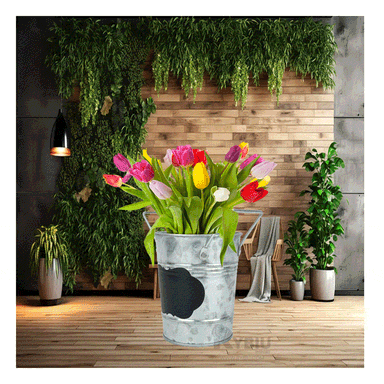 MACETERO RYBIU HO32313 METAL PLATEADO CUBO NOTA NUBE