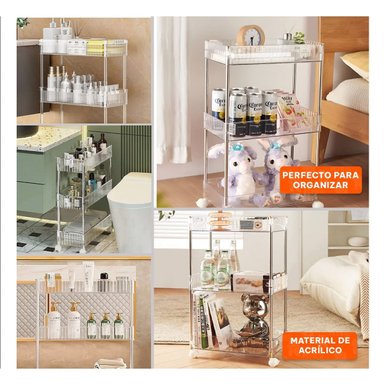 ORGANIZADOR LATERAL 3 NIVELES CON 4 RUEDAS VERSATIL Y LIGERO ACRILICO Y+POST IT