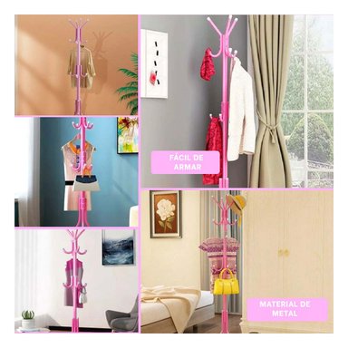 SOPORTE VERTICAL METAL HO30012 PARA ROPA 175X45 ROSADO + POST-IT ADHESIVOS - 5