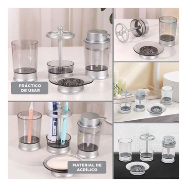 IMPLEMENTOS LIMPIEZA RYBIU HO30200 4 PIEZAS JUEGO PLATEADO + POST-IT ADHESIVOS