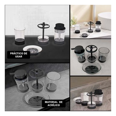 IMPLEMENTOS LIMPIEZA RYBIU HO30199 4 PIEZAS JUEGO EN NEGRO + POST-IT ADHESIVOS