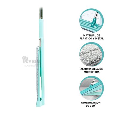 SET LIMPIEZA RYBIU TRAPEADOR MODERNO 360 GRADOS EN VERDE AGUA + AGENDA - 4