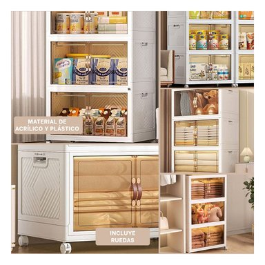 ORGANIZADOR CON PUERTAS 3 NIVELES BLANCO 45X30X70 CM CON MUCHA ARMONIA Y+POST IT