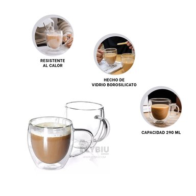 VASO RYBIU VERSATIL CON ASA 290ML TRANSPARENTE + POST IT ADHESIVOS 592