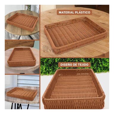 SET CANASTA RYBIU HO32321 MARRON CESTA PLASTIFICADO EXOTICO 34X24X4 CM + PAPEL REGALO