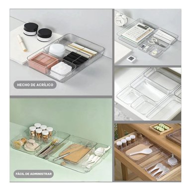 SET ORGANIZADOR RYBIU MOL5 TRANSPARENTE CAJA VERSATIL PRACTICA 29.8X20X6.2 CM + POST-IT ADHESIVOS