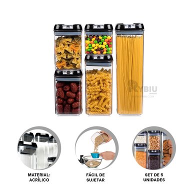 CONTENEDOR RYBIU CO30378 NEGRO KIT RECIPIENTES 5 FUNCIONAL + POST-IT ADHESIVOS