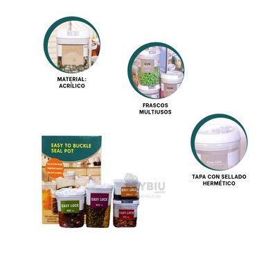 ALMACENADOR RYBIU CO30460 BLANCO 4 CON TAPA + POST-IT ADHESIVOS