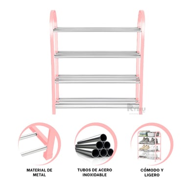 SOPORTE 4 NIVELES OVALADO ROSADO PERFECTO PARA ENTRADA O DORMITORIO - 2