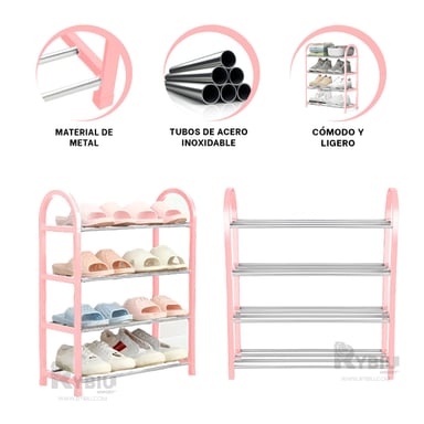 SOPORTE 4 NIVELES OVALADO ROSADO PERFECTO PARA ENTRADA O DORMITORIO - 4