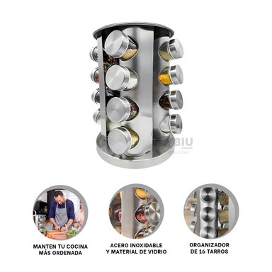 CONTENEDOR RYBIU CO30371 ESPECIERO VARIOS ESPACIOS CIRCULAR + POST-IT ADHESIVOS