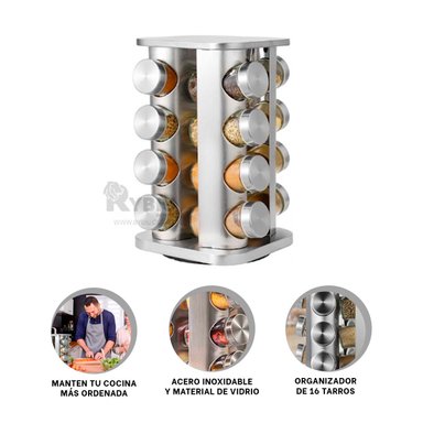 CONTENEDOR RYBIU CO30373 ESPECIERO VARIOS ESPACIOS CUADRADO + POST-IT ADHESIVOS