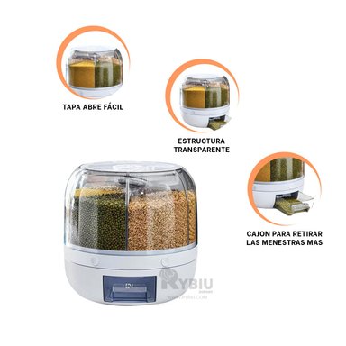 DISPENSADOR RYBIU CO30394 BLANCO EXPENDEDOR VERSATIL GRANOS 6KG + POST-IT ADHESIVOS