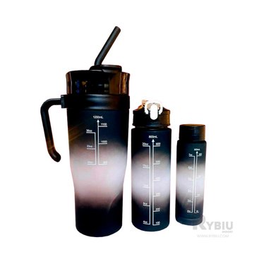 SET TRIO BEBEDOR RYBIU CO30088 CON CAÑA Y MANGO NEGRO + POST-IT ADHESIVOS