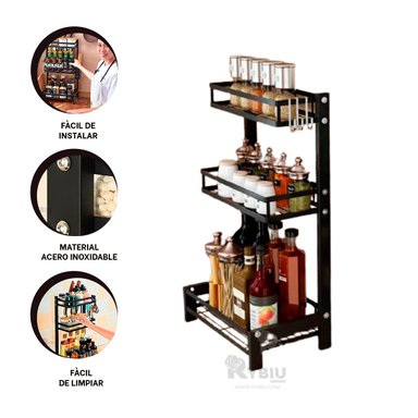 ESTANTE RYBIU CO30449 ACERO INOXIDABLE NEGRO DURADERO + POST-IT ADHESIVOS