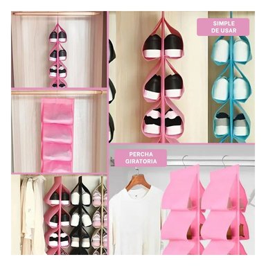 ZAPATERA RYBIU HO30836 ROSADO MODERNA COLGANTE 6 PARES - 5