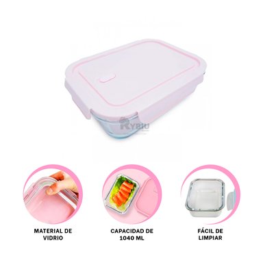 TAPER RYBIU CO32519 VIDRIO ROSADO PARA ALMACENAR 1040ML +PAPEL DE REGALO