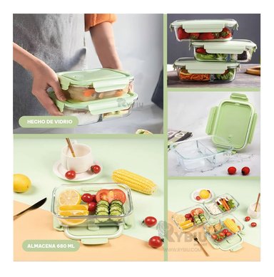 TUPPER ADAPTABLE Y DURO RYBIU CO32521 VIDRIO VERDE 1040ML +POST-IT ADHESIVOS