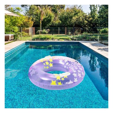ARO FLOTANTE MORADO CON ASA Y DIBUJOS DE ESTRELLA DE 91 CM PARA DESCANSO Y+POST IT - 2