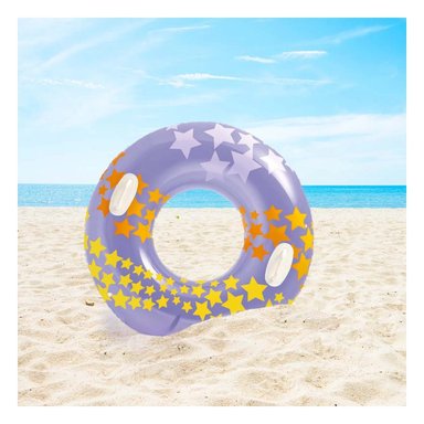 ARO FLOTANTE MORADO CON ASA Y DIBUJOS DE ESTRELLA DE 91 CM PARA DESCANSO Y+POST IT - 3