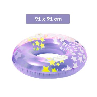ARO FLOTANTE MORADO CON ASA Y DIBUJOS DE ESTRELLA DE 91 CM PARA DESCANSO Y+POST IT - 4