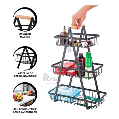 SET FRUTERO RYBIU CO30414 ACERO INOXIDABLE NEGRO CESTA LLAMATIVA MANGOS + POST-IT ADHESIVOS