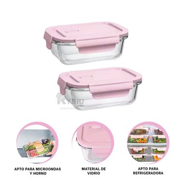 TAPER RYBIU CO32516 VIDRIO ROSADO CON AJUSTE HERMETICO 410ML +REGALO STICKERS