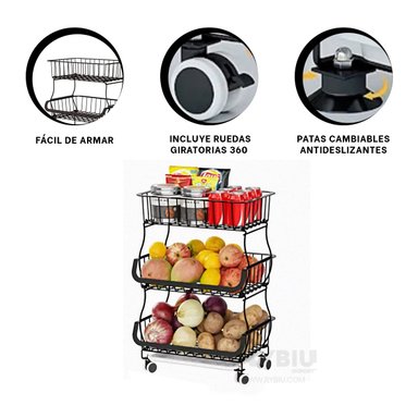 CONTENEDOR RYBIU HO29688 NEGRO ARMABLE FRUTAS + BANDERITAS ADHESIVAS - 1