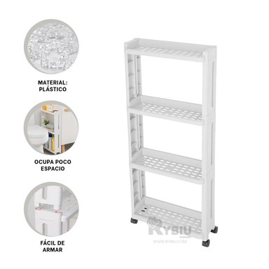 CARRITO RYBIU HO29682 BLANCO COMPACTO ERGONOMICO + PAPEL REGALO - 2