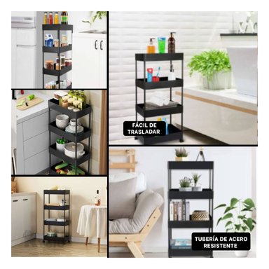 ESTANTE RYBIU HO29679 NEGRO CUATRO NIVELES + REGALO STICKERS