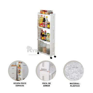 ESTANTE RYBIU HO29682 BLANCO MOVIBLE MULTIFUNCION + BANDERITAS ADHESIVAS - 2