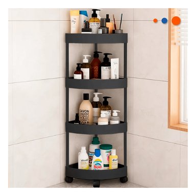 MUEBLE ESQUINERO DE 4 NIVELES CON RUEDAS NEGRO ALMACENAJE SEGURO Y+LIGAS REGALO