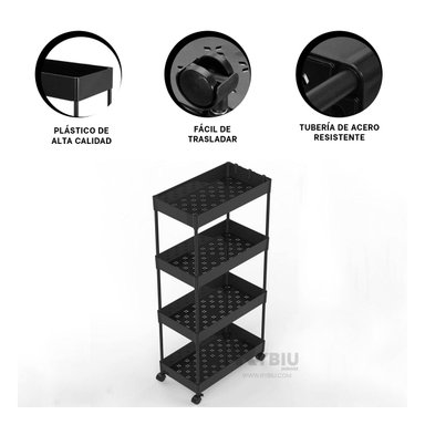 ESTANTE RYBIU HO29679 NEGRO PORTATIL 4 NIVELES + REGALO AGENDITA