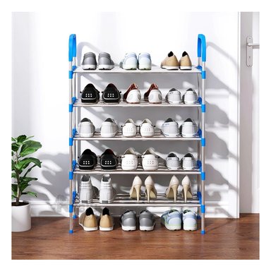 ZAPATERA DINAMICA 5 DE COLOR CELESTE Y+BANDERITAS ADHESIVAS