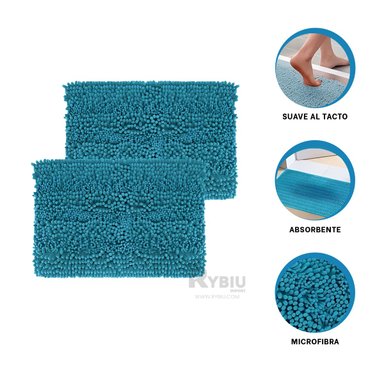 ALFOMBRA RYBIU HO29299 60 X 40 CM MODERNA RECTANGULAR E IDEAL CELESTE + GIFT STICKERS - 2