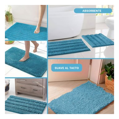 ALFOMBRA RYBIU HO29299 60 X 40 CM MODERNA RECTANGULAR E IDEAL CELESTE + GIFT STICKERS - 4