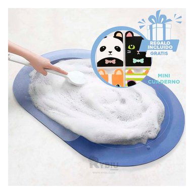 PISO BAÑO RYBIU HO29296 AZUL ACERO ALFOMBRA DECORATIVA FORMA OVALADA + GIFT MINIAGENDA