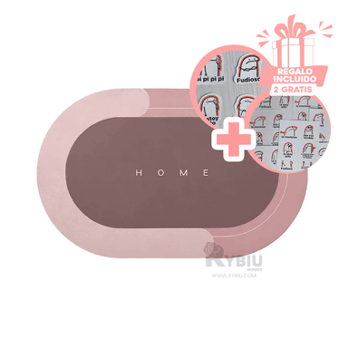 PISO BAÑO RYBIU HO29292 ROSADO ALFOMBRA SUAVE COMODO OVALADO + REGALO STICKERS