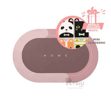 PISO BAÑO RYBIU HO29292 ROSADO ALFOMBRA DECORATIVA FORMA OVALADA + GIFT MINIAGENDA