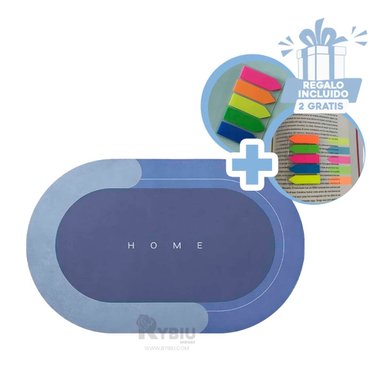ALFOMBRA OVALADA IDEAL EN TONO AZUL Y+ENVOLTORIO DE REGALO