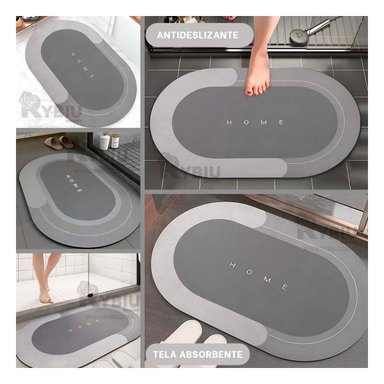 PISO BAÑO RYBIU HO29295 GRIS ALFOMBRA OVALOIDE PERFECTA PLOMO + GIFT STICKERS