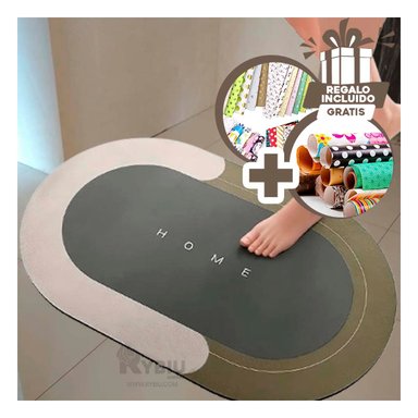 PISO BAÑO RYBIU HO29294 MARRÓN ALFOMBRA OVALADA IDEAL + ENVOLTORIO REGALO