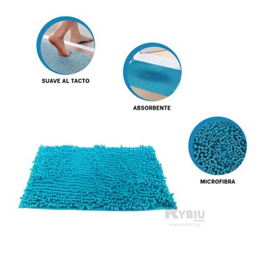 MOQUETA RYBIU HO29299 60 X 40 CM MODERNA UTIL PARA SALA EN CELESTE + REGALO LIGAS PARA PEINAR